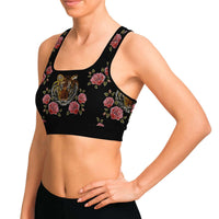 Load image into Gallery viewer, Designs by MyUtopia Shout Out:Tiger in Pink Roses Sports / Fitness Bra
