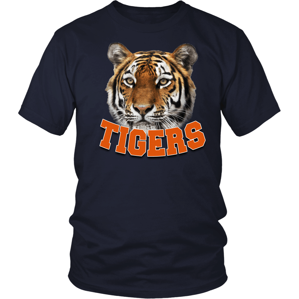 Designs by MyUtopia Shout Out:Tigers,District Unisex Shirt / Navy / S,Adult Unisex T-Shirt