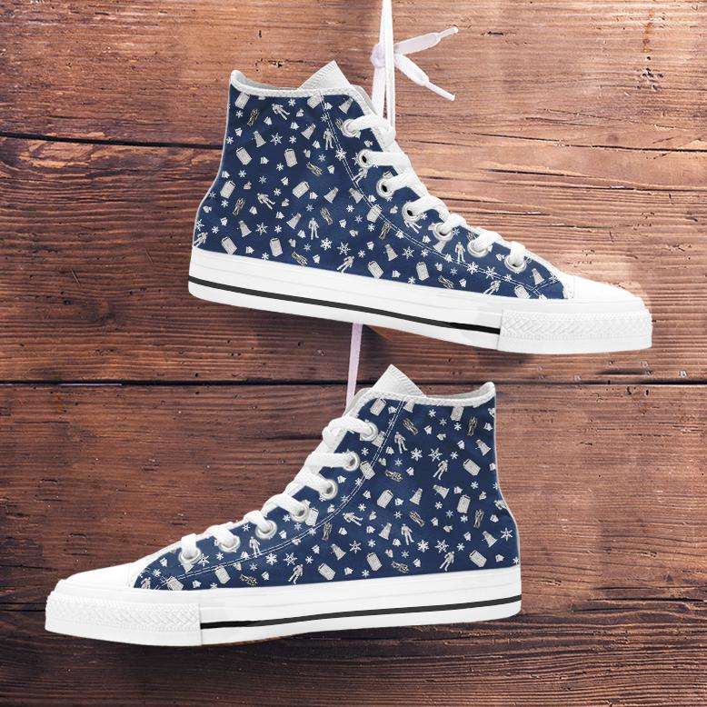 Designs by MyUtopia Shout Out:Timey Wimey Christmas All Over Print Canvas High Top Shoes