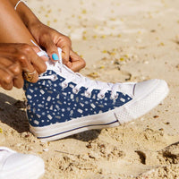 Load image into Gallery viewer, Designs by MyUtopia Shout Out:Timey Wimey Christmas All Over Print Canvas High Top Shoes,Women&#39;s / Ladies US 5.5 (EU36) / Blue,High Top Sneakers
