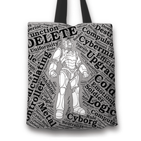 Load image into Gallery viewer, Designs by MyUtopia Shout Out:Timey Wimey Cyberman Fabric Totebag Reusable Shopping Tote
