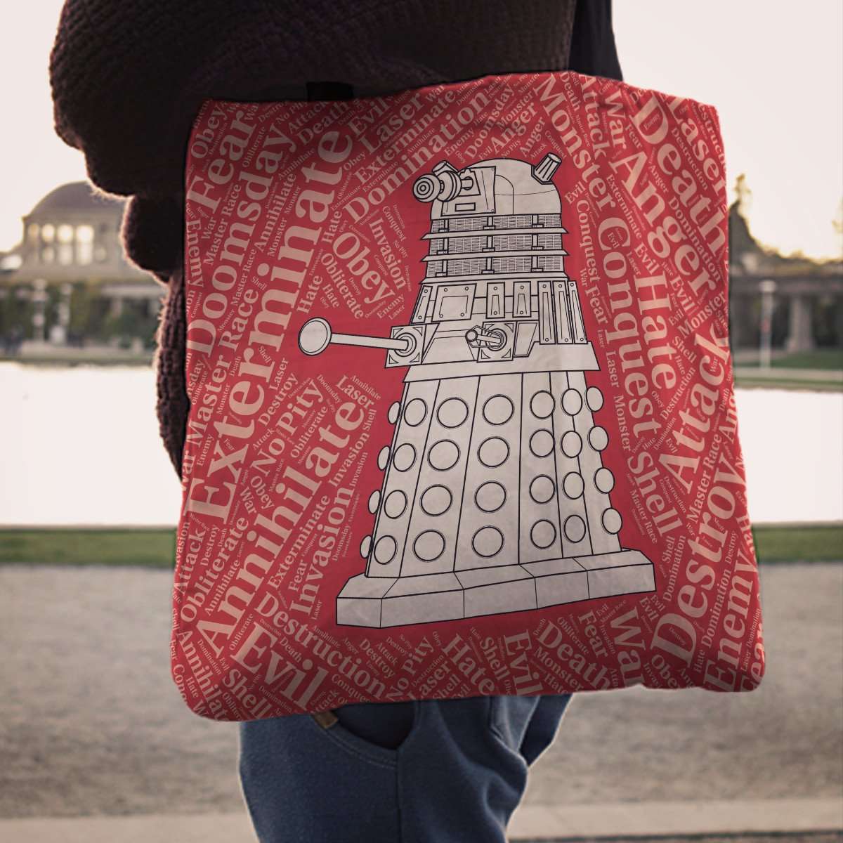 Designs by MyUtopia Shout Out:Timey Wimey Dalek Fabric Totebag Reusable Shopping Tote