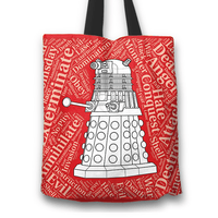 Load image into Gallery viewer, Designs by MyUtopia Shout Out:Timey Wimey Dalek Fabric Totebag Reusable Shopping Tote
