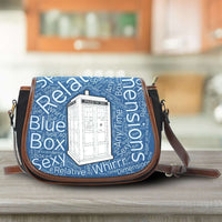 Load image into Gallery viewer, Designs by MyUtopia Shout Out:Timey Wimey Doctor Who Fan Canvas Saddlebag Style Crossbody Purse,Tardis,Cross-Body Purse
