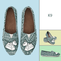 Load image into Gallery viewer, Designs by MyUtopia Shout Out:Timey Wimey K-9 Casual Canvas Slip on Shoes Women&#39;s Flats,Ladies US6 (EU36) / Green,Slip on Flats
