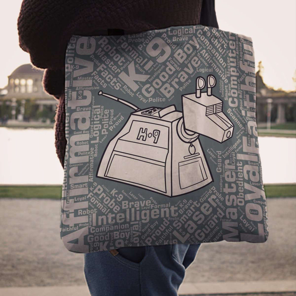 Designs by MyUtopia Shout Out:Timey Wimey K-9 Fabric Totebag Reusable Shopping Tote