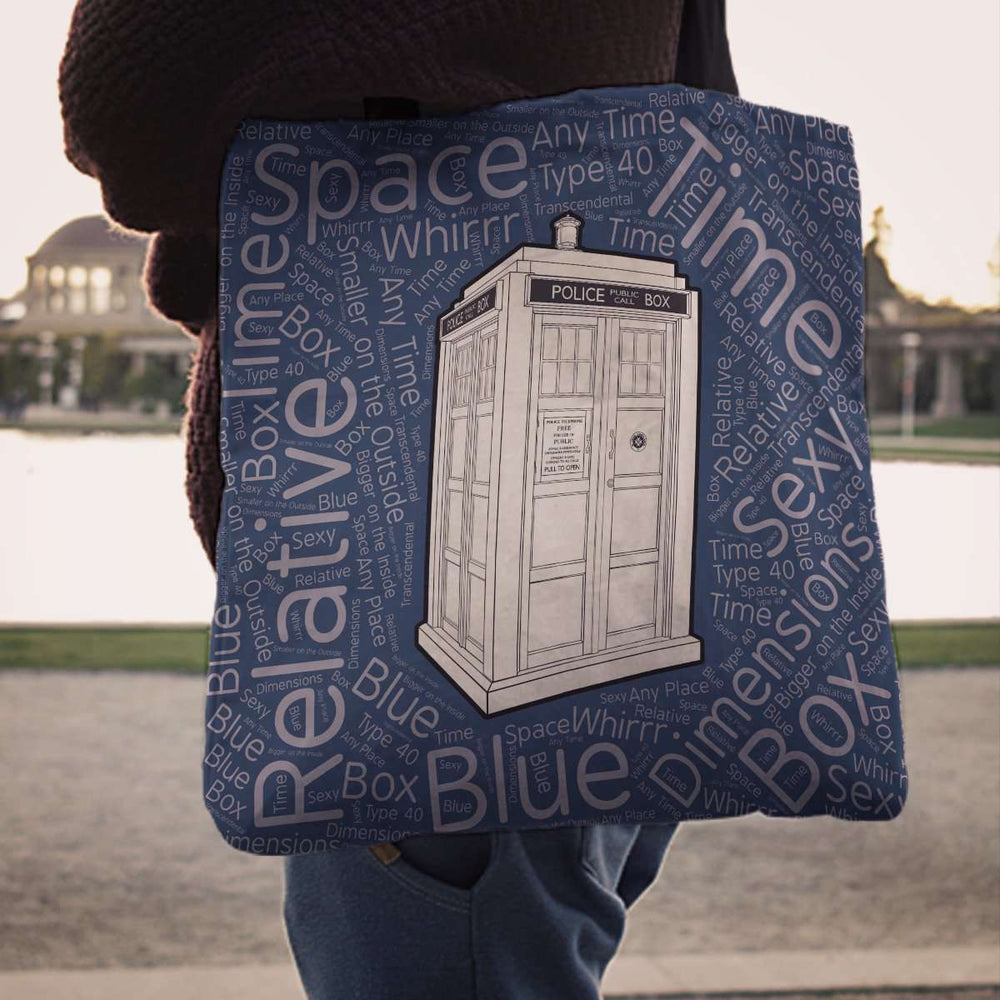 Designs by MyUtopia Shout Out:Timey Wimey T.A.R.D.I.S Fabric Totebag Reusable Shopping Tote