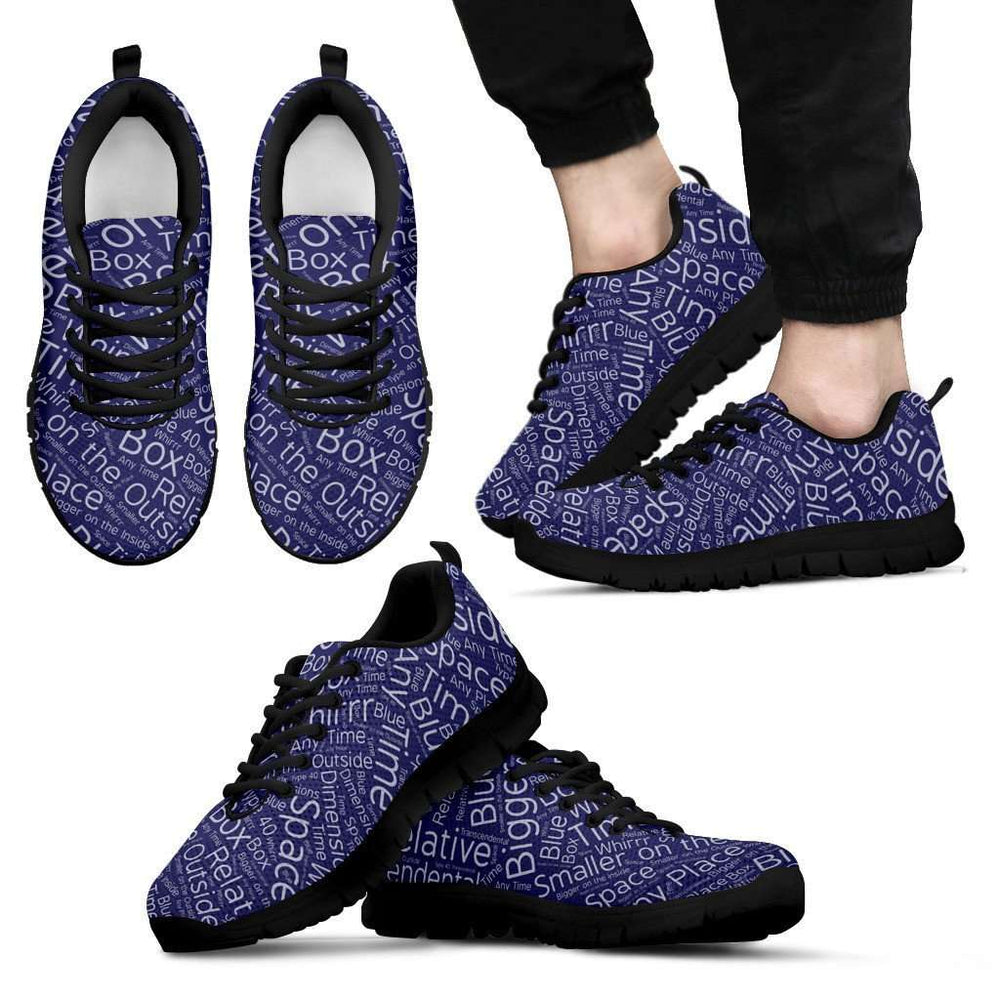 Designs by MyUtopia Shout Out:Timey Wimey TARDIS Terms v3 Running Shoes,Mens Black Sole Sneakers / Mens US5 (EU38) / Blue,Running Shoes