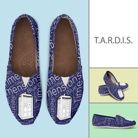 Load image into Gallery viewer, Designs by MyUtopia Shout Out:Timey Wimey TARDIS v2 Casual Canvas Slip on Shoes Women&#39;s Flats,Ladies US6 (EU36) / Blue,Slip on Flats
