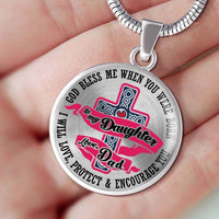 Load image into Gallery viewer, Designs by MyUtopia Shout Out:To my Daughter Love Dad -God Blessed me When you were Born Personalized Keepsake Necklace,Luxury Necklace (Silver) / No / 316L Stainless Steel,Necklace
