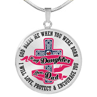 Load image into Gallery viewer, Designs by MyUtopia Shout Out:To my Daughter Love Dad -God Blessed me When you were Born Personalized Keepsake Necklace
