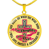 Load image into Gallery viewer, Designs by MyUtopia Shout Out:To my Daughter Love Dad -God Blessed me When you were Born Personalized Keepsake Necklace,Luxury Necklace (Gold) / No / Gold Plate,Necklace
