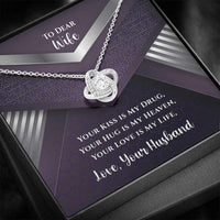 Load image into Gallery viewer, Designs by MyUtopia Shout Out:To My Dear Wife Gift Necklace with Personalized Message Card - Romantic Love Knot Necklace with Your Hug is My Heaven Card
