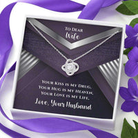 Load image into Gallery viewer, Designs by MyUtopia Shout Out:To My Dear Wife Gift Necklace with Personalized Message Card - Romantic Love Knot Necklace with Your Hug is My Heaven Card
