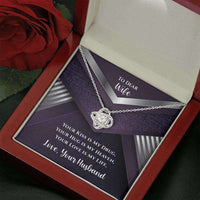 Load image into Gallery viewer, Designs by MyUtopia Shout Out:To My Dear Wife Gift Necklace with Personalized Message Card - Romantic Love Knot Necklace with Your Hug is My Heaven Card,Mahogany Style Luxury Box / 14k White Gold Finish,Love Knot Necklace
