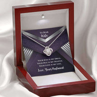 Load image into Gallery viewer, Designs by MyUtopia Shout Out:To My Dear Wife Gift Necklace with Personalized Message Card - Romantic Love Knot Necklace with Your Hug is My Heaven Card
