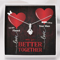 Load image into Gallery viewer, Designs by MyUtopia Shout Out:To My Fiance We&#39;re Better Together Alluring Beauty Ribbon Necklace,Standard Box / 14K White Gold Finish,Alluring Beauty Necklace
