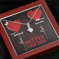 Load image into Gallery viewer, Designs by MyUtopia Shout Out:To My Girlfriend We&#39;re Better Together Alluring Beauty Ribbon Necklace,Mahogany Style Luxury Box / 14K White Gold Finish,Alluring Beauty Necklace
