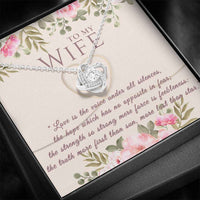 Load image into Gallery viewer, Designs by MyUtopia Shout Out:To My Wife Crystal Necklace with Message Gift card - Love Knot Cubic Zirconia Necklace with Love is the Voice
