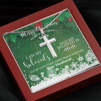 Load image into Gallery viewer, Designs by MyUtopia Shout Out:To My Wife Gift Necklace with Personalized Message Card - Artisan Cross Necklace with I Am My Beloveds,Mahogany Style Luxury Box / 14K White Gold Finish,Cross Necklace
