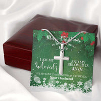 Load image into Gallery viewer, Designs by MyUtopia Shout Out:To My Wife Gift Necklace with Personalized Message Card - Artisan Cross Necklace with I Am My Beloveds
