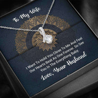 Load image into Gallery viewer, Designs by MyUtopia Shout Out:To My Wife Gift Necklace with Personalized Message Card - Cubic Zirconia Ribbon Necklace -  I want to hold you Message Card
