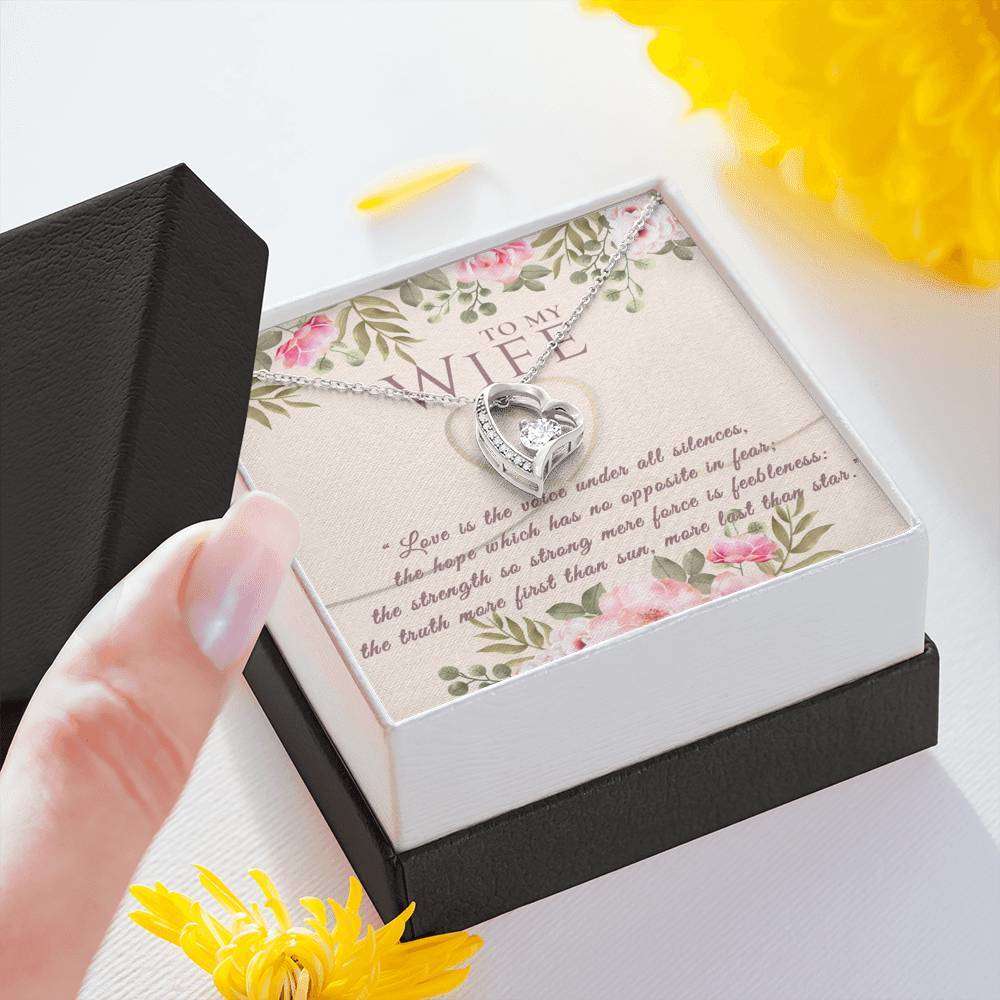 Designs by MyUtopia Shout Out:To My Wife Gift Necklace with Personalized Message card - Forever Love Heart Necklace with Love is the Voice Personalized Card