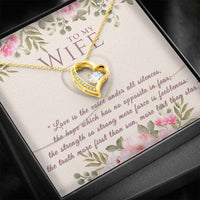 Load image into Gallery viewer, Designs by MyUtopia Shout Out:To My Wife Gift Necklace with Personalized Message card - Forever Love Heart Necklace with Love is the Voice Personalized Card,18k Yellow Gold Finish,Crystal Heart Necklace
