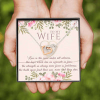 Load image into Gallery viewer, Designs by MyUtopia Shout Out:To My Wife Gift Necklace with Personalized Message card - Interlocked Pair of Hearts Necklace with Love is the Voice Personalized Card
