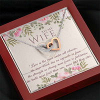 Load image into Gallery viewer, Designs by MyUtopia Shout Out:To My Wife Gift Necklace with Personalized Message card - Interlocked Pair of Hearts Necklace with Love is the Voice Personalized Card,Mahogany Style Luxury Box / 14K White and Rose Gold Finish,Interlocking Hearts Crystal Necklace
