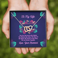 Load image into Gallery viewer, Designs by MyUtopia Shout Out:To My Wife Gift Necklace with Personalized Message card - Intertwined Pair of Hearts Necklace with Personalized You are the Iron Message Card
