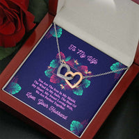 Load image into Gallery viewer, Designs by MyUtopia Shout Out:To My Wife Gift Necklace with Personalized Message card - Intertwined Pair of Hearts Necklace with Personalized You are the Iron Message Card,Mahogany Style Luxury Box / White and Rose Gold,Interlocking Hearts Crystal Necklace
