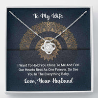 Load image into Gallery viewer, Designs by MyUtopia Shout Out:To My Wife Gift Necklace with Personalized Message card - Love Knot Cubic Zirconia Necklace with Personalized I Want To Hold You Message Card,Standard Box / White Gold,Love Knot Necklace
