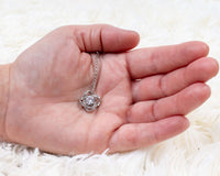 Load image into Gallery viewer, Designs by MyUtopia Shout Out:To My Wife Gift Necklace with Personalized Message card - Love Knot Cubic Zirconia Necklace with Personalized I Want To Hold You Message Card
