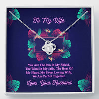 Load image into Gallery viewer, Designs by MyUtopia Shout Out:To My Wife Gift Necklace with Personalized Message card - Love Knot Cubic Zirconia Necklace with Personalized You are the Iron Message Card,Standard Box / White Gold,Love Knot Necklace
