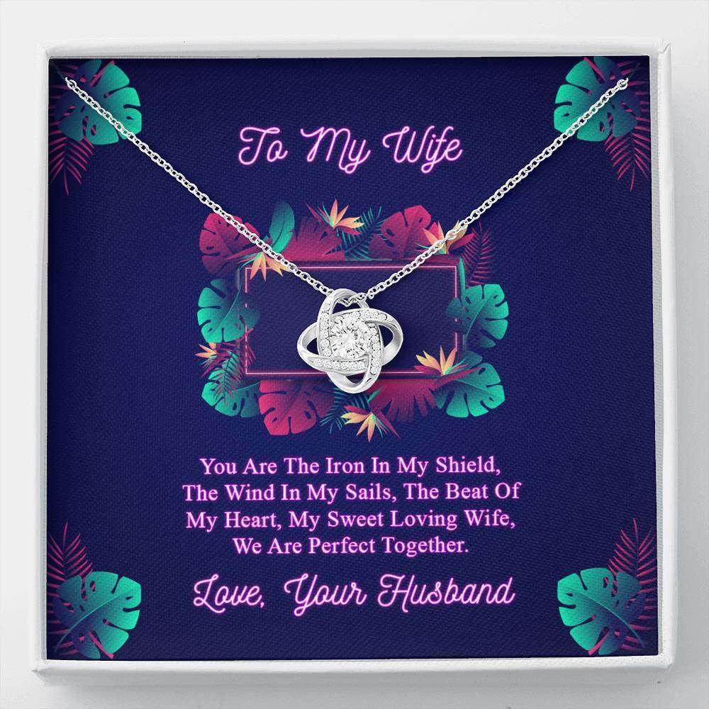 Designs by MyUtopia Shout Out:To My Wife Gift Necklace with Personalized Message card - Love Knot Cubic Zirconia Necklace with Personalized You are the Iron Message Card,Standard Box / White Gold,Love Knot Necklace