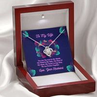 Load image into Gallery viewer, Designs by MyUtopia Shout Out:To My Wife Gift Necklace with Personalized Message card - Love Knot Cubic Zirconia Necklace with Personalized You are the Iron Message Card

