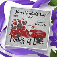 Load image into Gallery viewer, Designs by MyUtopia Shout Out:To My Wife, Loads of Love, Eternal Love Knot Crystal Necklace with Valentines Day Gift Message Card
