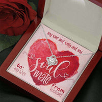 Load image into Gallery viewer, Designs by MyUtopia Shout Out:To My Wife, My One and Only Soul Mate, Eternal Love Knot Crystal Necklace with Gift Message Card,Mahogany Style Luxury Box / 14k White Gold Finish,Love Knot Necklace
