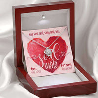 Load image into Gallery viewer, Designs by MyUtopia Shout Out:To My Wife, My One and Only Soul Mate, Eternal Love Knot Crystal Necklace with Gift Message Card
