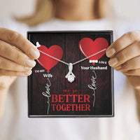 Load image into Gallery viewer, Designs by MyUtopia Shout Out:To My Wife, We&#39;re Better Together Alluring Beauty Crystal Necklace with custom Gift Message Card
