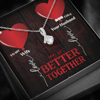 Load image into Gallery viewer, Designs by MyUtopia Shout Out:To My Wife We&#39;re Better Together Alluring Beauty Ribbon Necklace

