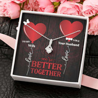 Load image into Gallery viewer, Designs by MyUtopia Shout Out:To My Wife We&#39;re Better Together Alluring Beauty Ribbon Necklace
