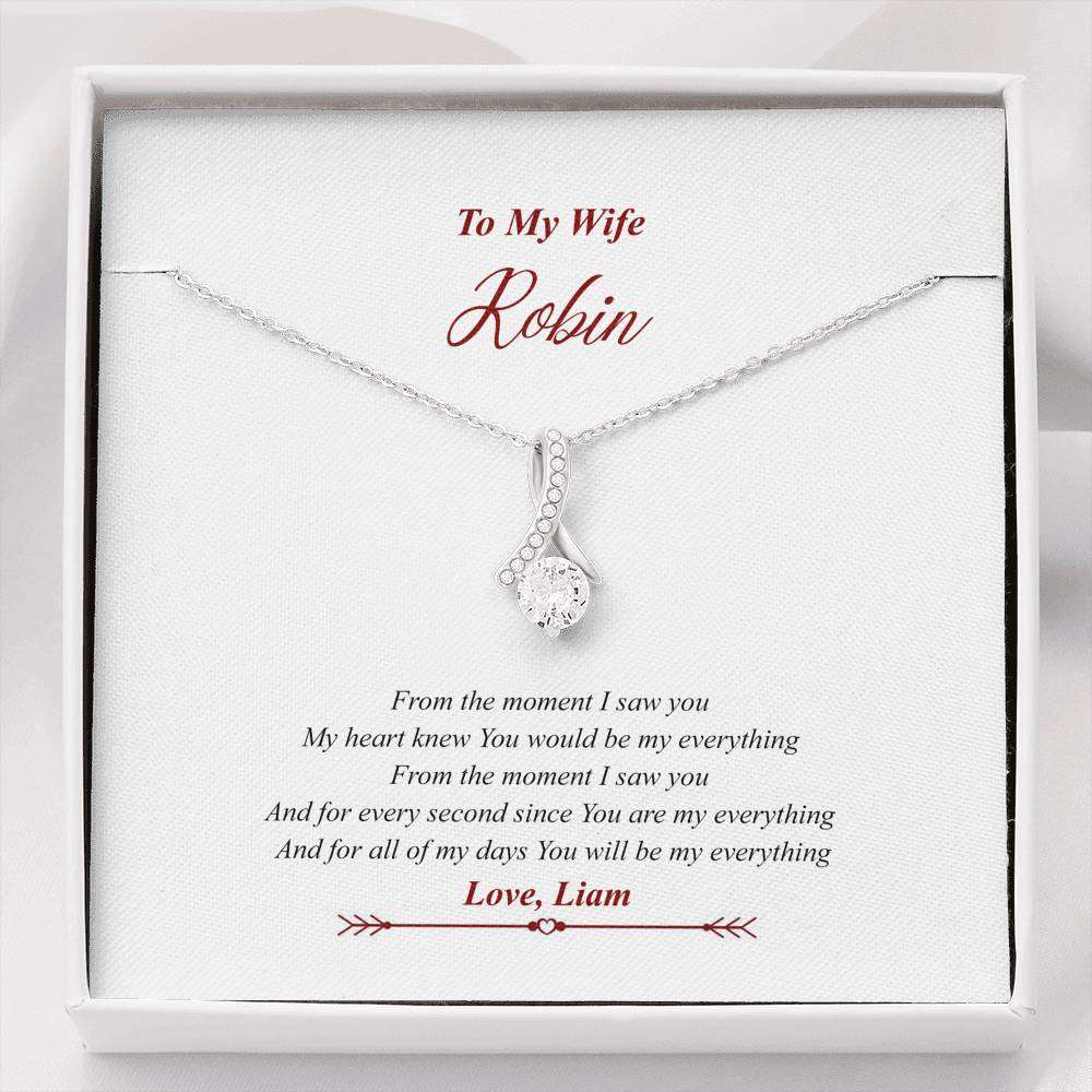 Designs by MyUtopia Shout Out:To My Wife, You Are My Everything Alluring Beauty Gift Necklace with Personalized Gift Message Card,Standard Box / 14K White Gold Finish,Alluring Beauty Necklace