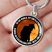 Load image into Gallery viewer, Designs by MyUtopia Shout Out:To The World, My Son is a Firefighter, Moms Personalized Liquid Glass Engravable Keepsake Necklace,Silver / No,Necklace
