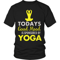 Load image into Gallery viewer, Designs by MyUtopia Shout Out:Todays Good Mood Sponsored By Yoga Adult T-Shirt,Unisex Shirt / Black / S,Adult Unisex T-Shirt
