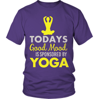 Load image into Gallery viewer, Designs by MyUtopia Shout Out:Todays Good Mood Sponsored By Yoga Adult T-Shirt,Unisex Shirt / Purple / S,Adult Unisex T-Shirt
