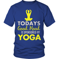 Load image into Gallery viewer, Designs by MyUtopia Shout Out:Todays Good Mood Sponsored By Yoga Adult T-Shirt,Unisex Shirt / Royal Blue / S,Adult Unisex T-Shirt
