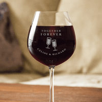Load image into Gallery viewer, Designs by MyUtopia Shout Out:Together Forever Wine Glass Set (Pair) Personalized Engraved
