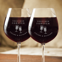 Load image into Gallery viewer, Designs by MyUtopia Shout Out:Together Forever Wine Glass Set (Pair) Personalized Engraved
